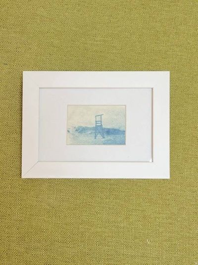 Alternate image for Framed Miniature Beach Scene Lifeguard Chair Cyanotype Photograph