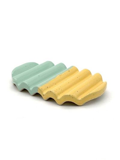 Main image for Squiggle Soap Dish in Colorblock Aqua & Yellow