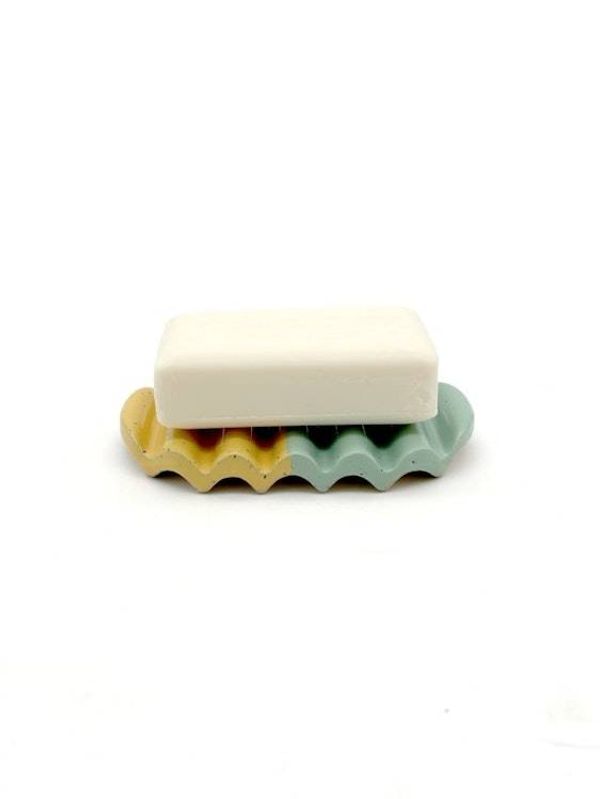 Alternate image for Squiggle Soap Dish in Colorblock Aqua & Yellow