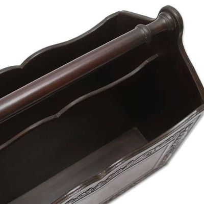 Alternate image for Hand Crafted Colonial Leather Wood Magazine Rack Furniture Gracious Home