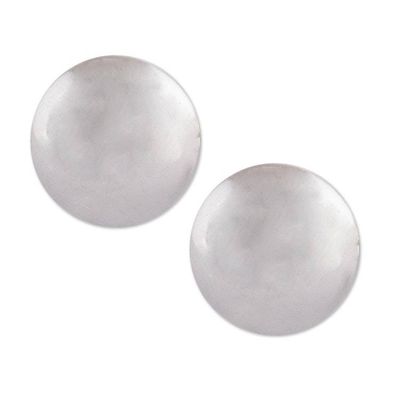 Alternate image for Brushed Silver Artisan Crafted Stud Earrings from the Andes Satin Circles