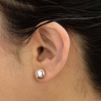 Alternate image for Brushed Silver Artisan Crafted Stud Earrings from the Andes Satin Circles