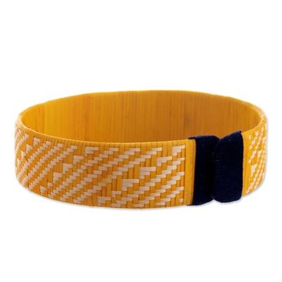 Alternate image for Bright Yellow Handwoven Cuff Bracelet Comet of Light