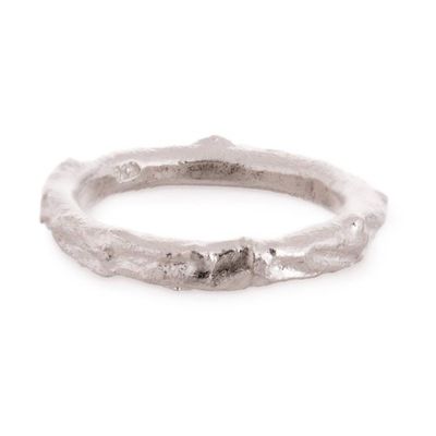 Alternate image for Avant-Garde Textured Sterling Silver Band Ring from Peru Intrepid Essence