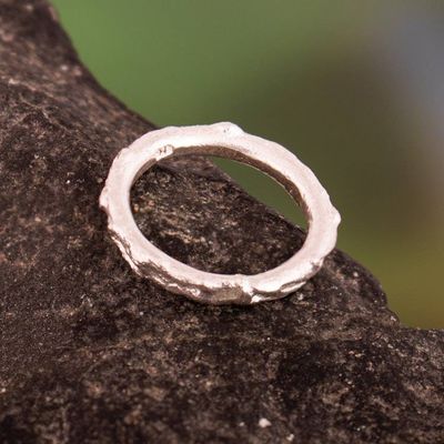 Alternate image for Avant-Garde Textured Sterling Silver Band Ring from Peru Intrepid Essence