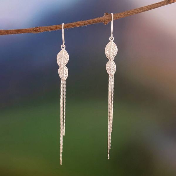 Alternate image for Andean-Made Sylvan-Themed Sterling Silver Waterfall Earrings Sumaq Mallki