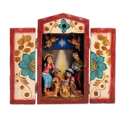 Alternate image for Handcrafted Christmas Manger Scene Retablo Diorama Nativity in the Highlands