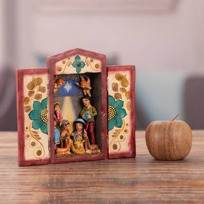 Alternate image for Handcrafted Christmas Manger Scene Retablo Diorama Nativity in the Highlands