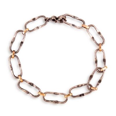 Alternate image for Hammered 18k Gold-Accented Sterling Silver Chain Bracelet Distinguished Touch