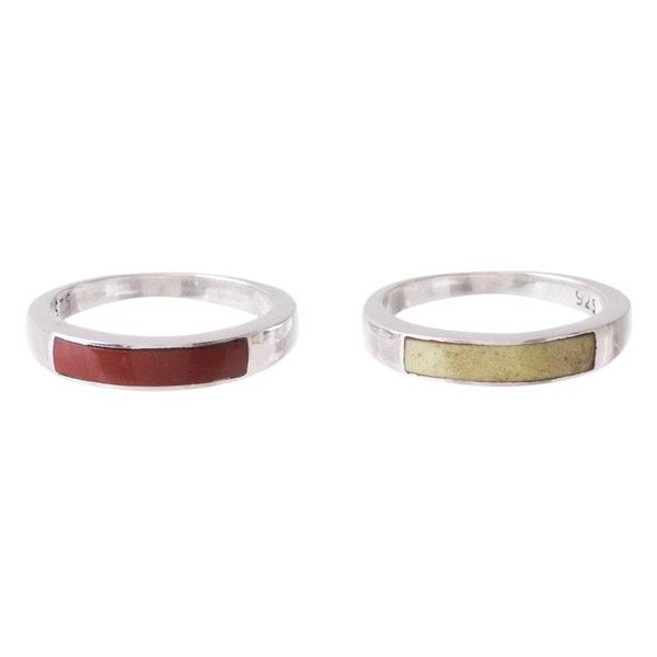 Alternate image for Jasper and Serpentine Band Rings Pair Dual Enchantment