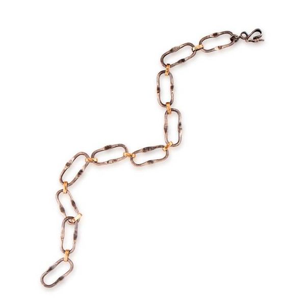 Alternate image for Hammered 18k Gold-Accented Sterling Silver Chain Bracelet Distinguished Touch