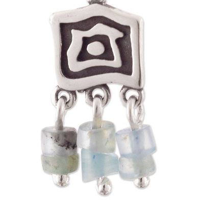 Alternate image for Cultural Sterling Silver and Opal Chandelier Earrings Ancient Spiral