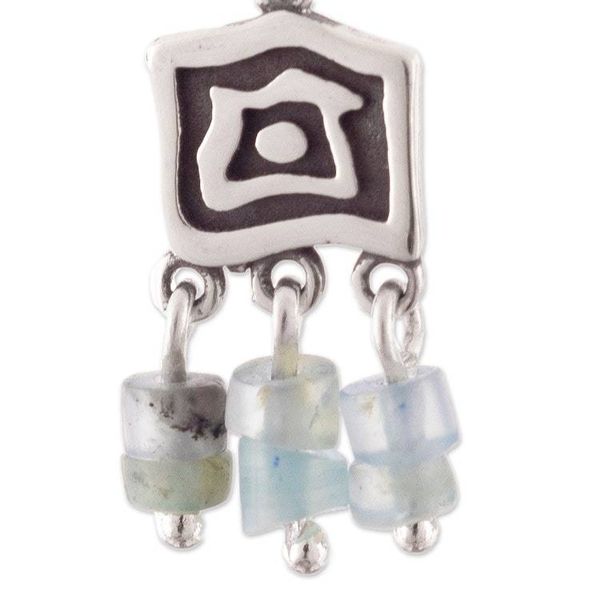Alternate image for Cultural Sterling Silver and Opal Chandelier Earrings Ancient Spiral