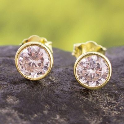 Alternate image for 18k Gold Plated Sterling Silver Stud Earrings from Peru Golden Delight