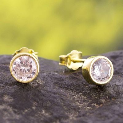 Alternate image for 18k Gold Plated Sterling Silver Stud Earrings from Peru Golden Delight