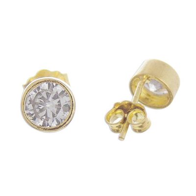 Alternate image for 18k Gold Plated Sterling Silver Stud Earrings from Peru Golden Delight