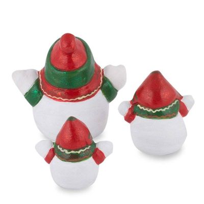 Alternate image for Ceramic Winter Holiday Snowman Figurines Set of 3 Little Snowman Family