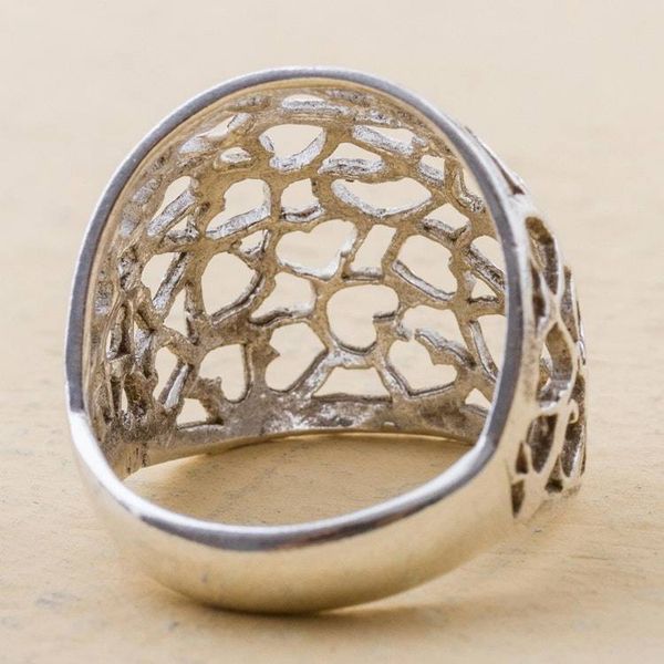 Alternate image for Sterling Silver Cocktail Ring with Openwork Hearts from Peru Little Hearts
