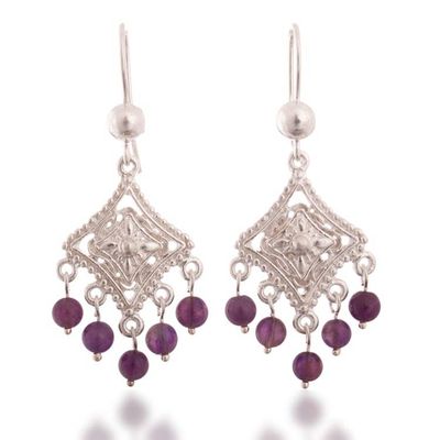 Alternate image for Andean Artisan-Made Birthstone Amethyst Chandelier Earrings Abbey Breeze