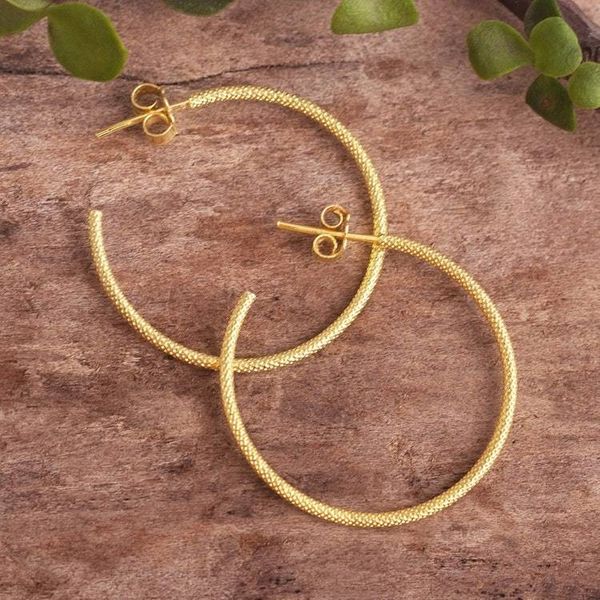 Alternate image for 18k Gold Plated Silver Half-Hoop Earrings from Peru Diamond Bright