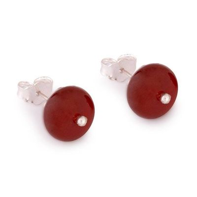 Alternate image for Sterling Silver Stud Earrings with Natural Carnelian Stones Sunset in the Valley