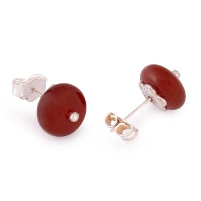 Alternate image for Sterling Silver Stud Earrings with Natural Carnelian Stones Sunset in the Valley