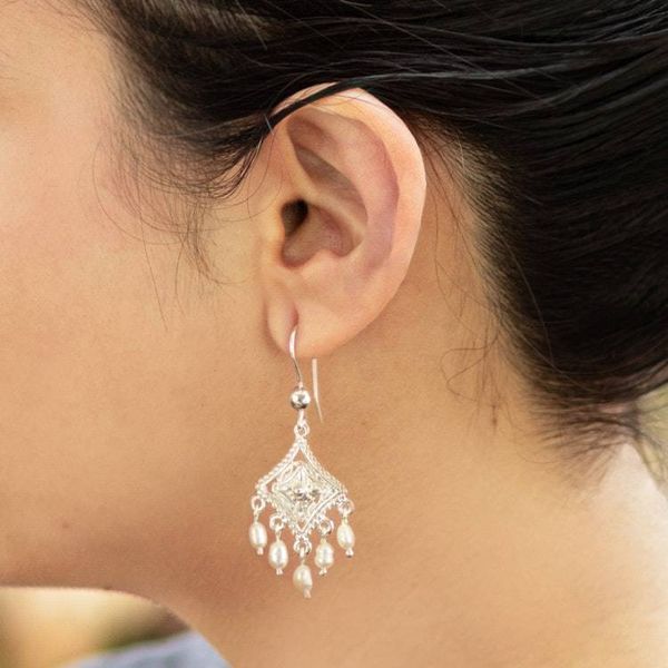 Alternate image for Colonial Cultured Pearl Chandelier Earrings from Peru Colonial Romance