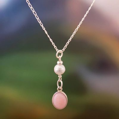 Alternate image for Silver Pendant Necklace with Natural Opal Stone from Peru Enchanting Harmony