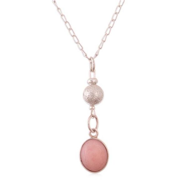 Alternate image for Silver Pendant Necklace with Natural Opal Stone from Peru Enchanting Harmony