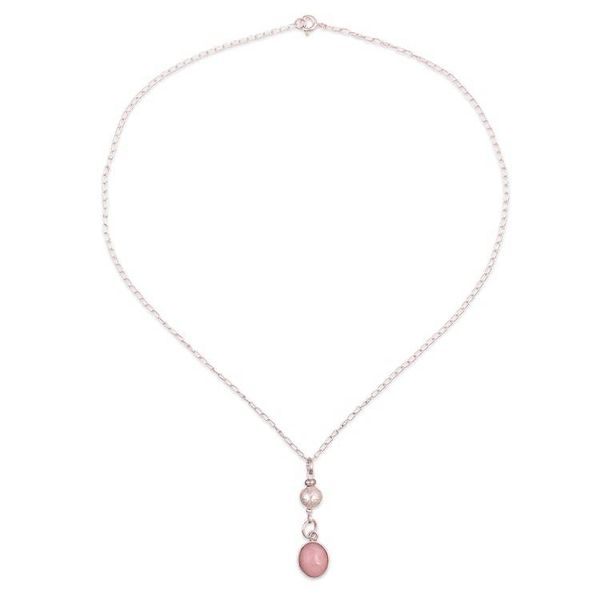 Alternate image for Silver Pendant Necklace with Natural Opal Stone from Peru Enchanting Harmony