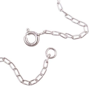 Alternate image for Silver Pendant Necklace with Natural Opal Stone from Peru Enchanting Harmony