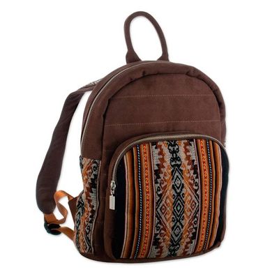 Alternate image for Inca-Inspired Redwood and Black Cotton and Wool Backpack The Redwood Empire