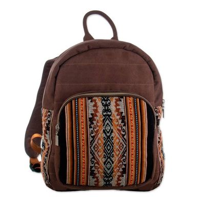 Alternate image for Inca-Inspired Redwood and Black Cotton and Wool Backpack The Redwood Empire