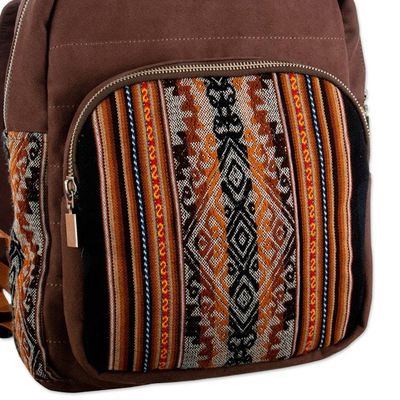 Alternate image for Inca-Inspired Redwood and Black Cotton and Wool Backpack The Redwood Empire