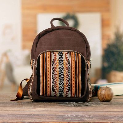 Alternate image for Inca-Inspired Redwood and Black Cotton and Wool Backpack The Redwood Empire