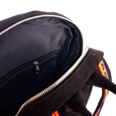 Alternate image for Inca-Inspired Orange and Black Cotton and Wool Backpack The Nasturtium Empire