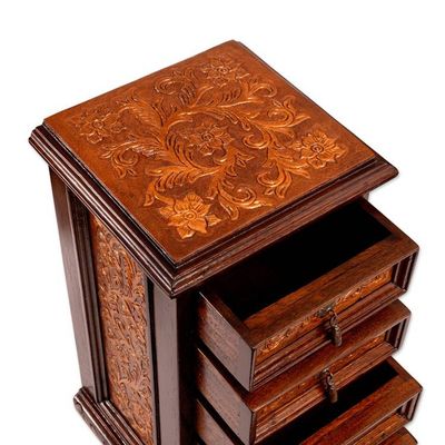 Alternate image for Baroque-Inspired Embossed Leather and Wood Jewelry Chest Sublime Memories