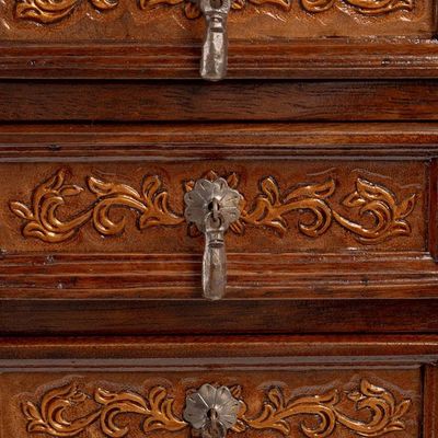 Alternate image for Baroque-Inspired Embossed Leather and Wood Jewelry Chest Sublime Memories
