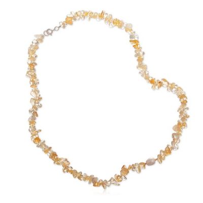 Alternate image for Gold-Accented Citrine and Silver-White Pearl Beaded Necklace Prosperity Pearl