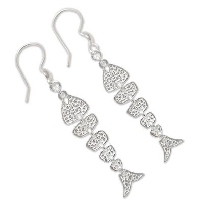 Alternate image for Fish Sterling Silver Earrings Handmade Jewelry from Peru Pacific Seas