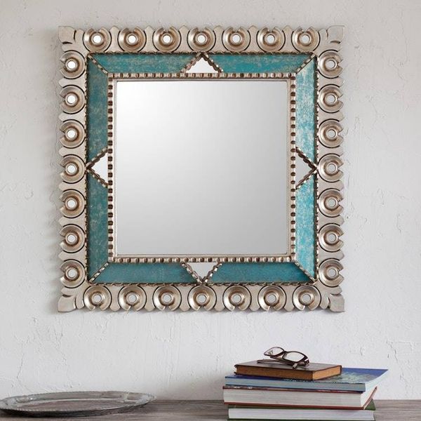 Alternate image for Square Silver Gilded Wood Wall Mirror from Peru Colonial Trance