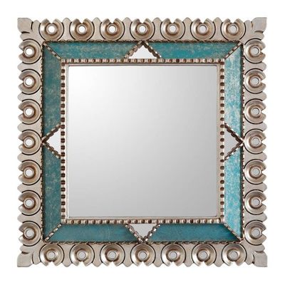 Alternate image for Square Silver Gilded Wood Wall Mirror from Peru Colonial Trance