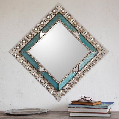 Alternate image for Square Silver Gilded Wood Wall Mirror from Peru Colonial Trance