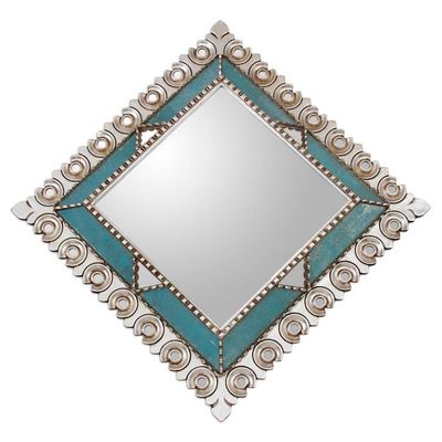 Alternate image for Square Silver Gilded Wood Wall Mirror from Peru Colonial Trance