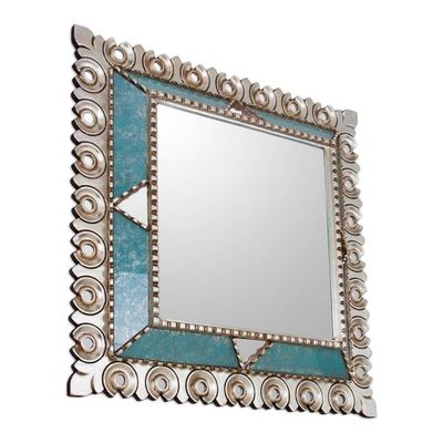 Alternate image for Square Silver Gilded Wood Wall Mirror from Peru Colonial Trance