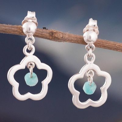 Primary image for Flower-Shaped Amazonite Dangle Earrings from Peru Cute Flowers