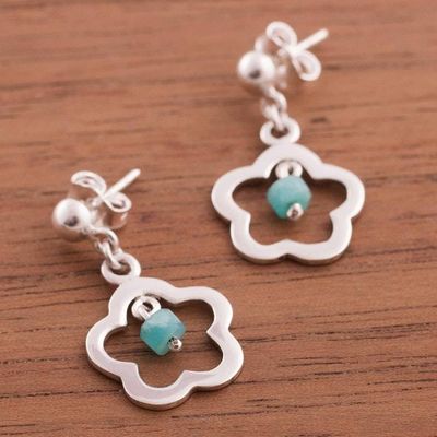 Alternate image for Flower-Shaped Amazonite Dangle Earrings from Peru Cute Flowers