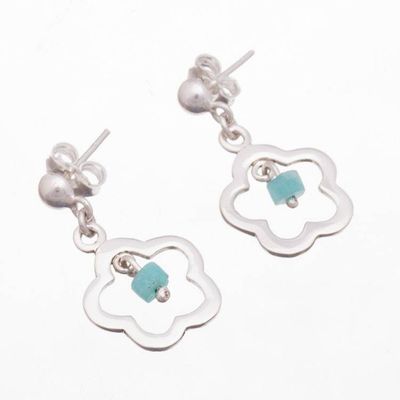 Alternate image for Flower-Shaped Amazonite Dangle Earrings from Peru Cute Flowers