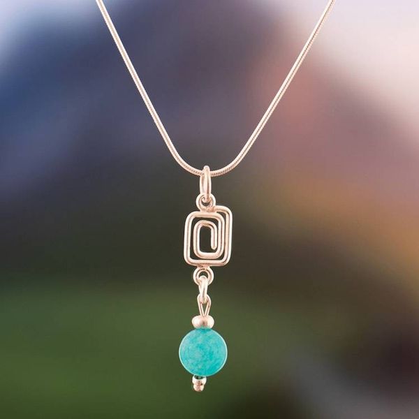 Alternate image for Spiral-Themed Amazonite Sterling Silver Pendant Necklace Allure of the Sea