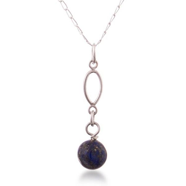 Alternate image for Silver Lapis Lazuli Pendant Necklace with Modern Design Indigo Eclipse